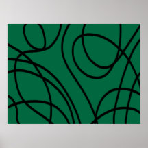 Arte Linear Moderna em Verde e Preto