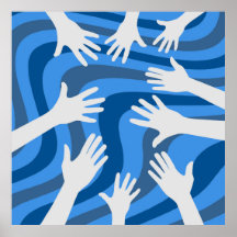 Arte Linhas Azul das Mãos Retrotraídas