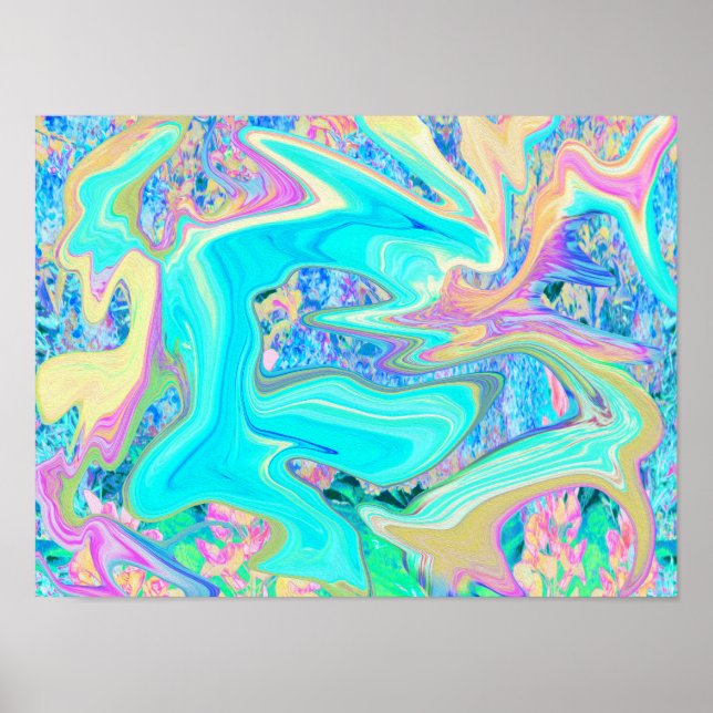 Poster Arte Líquida Azul-Aqua Retroativa em Hydrangeas Ab (Frente)