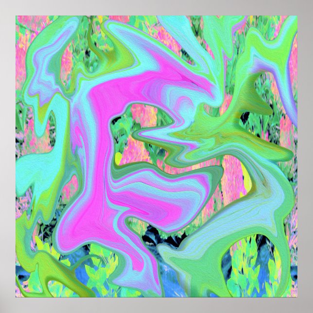 Poster Arte líquida azul-retrorreflectora em Hydrangea (Frente)