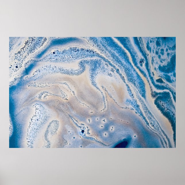 Poster Arte líquida branca e azul (Frente)
