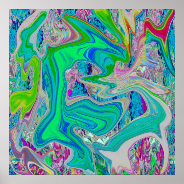 Poster Arte líquida retrógrada com Abstrato colorida (Frente)