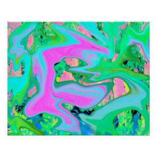 Pôster Arte Líquida Rosa Antigo e Azul Claro em Hortênsia