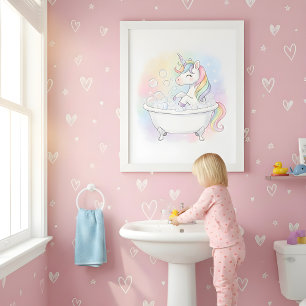 Poster Arte Mágica de Unicórnio para Banheiro Infantil