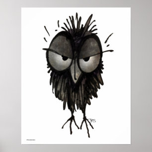 Pôster Arte mal-humorada engraçada da coruja