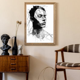 Poster Arte Man Black and White Line