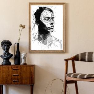 Poster Arte Man Black and White Line