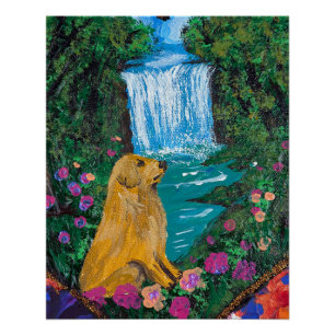 Pôster Arte Manual – Cão junto à Cachoeira