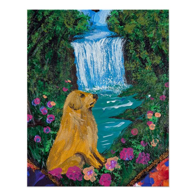 Pôster     Arte Manual – Cão junto à Cachoeira  (Frente)