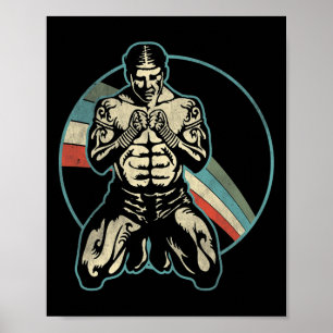 Poster Arte Marcial de Kickboxing Retro e Amantes de Kick
