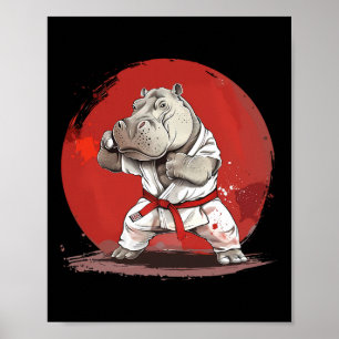 Poster Arte Marcial Taekwondo Kickboxing Hipopótamo Judo