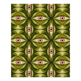 Pôster Arte Maximalista Botânica Verde Olho Cor-de-Rosa W