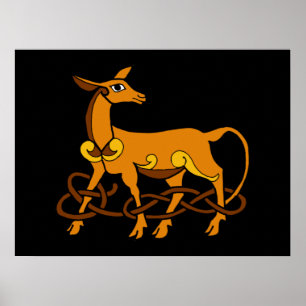 Poster Arte Medieval, nó celta, veado