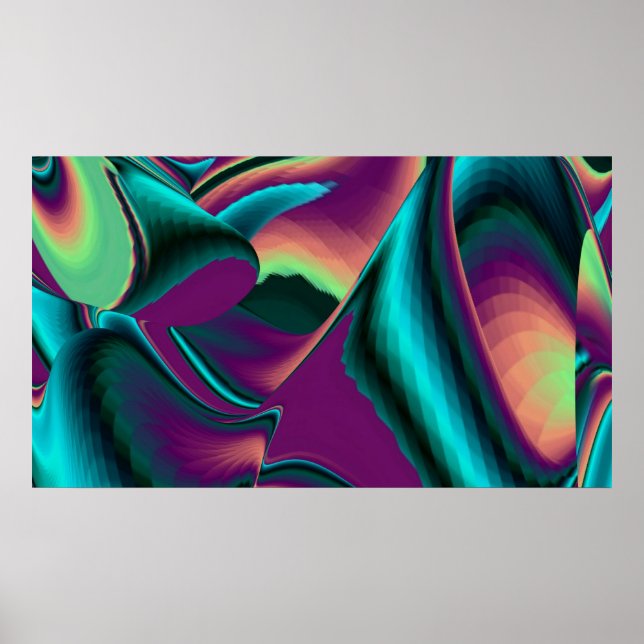 Poster Arte Metálica Metálica Futurística Abstrato 3D (Frente)