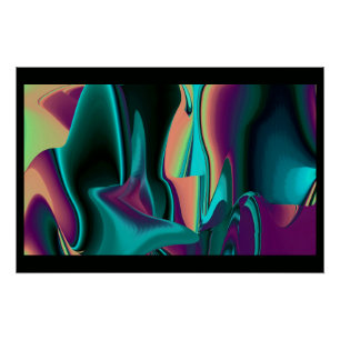 Pôster Arte Metálica Metálica Futurística Abstrato 3D