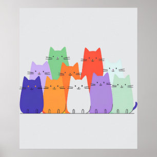 Poster Arte Mínima De Muro Do Rainbow Gats - Bela Cartoon