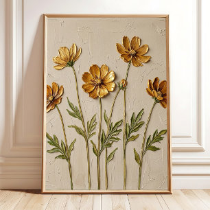 Poster Arte Minimalista Abstrata de Cosmos Dourado para P