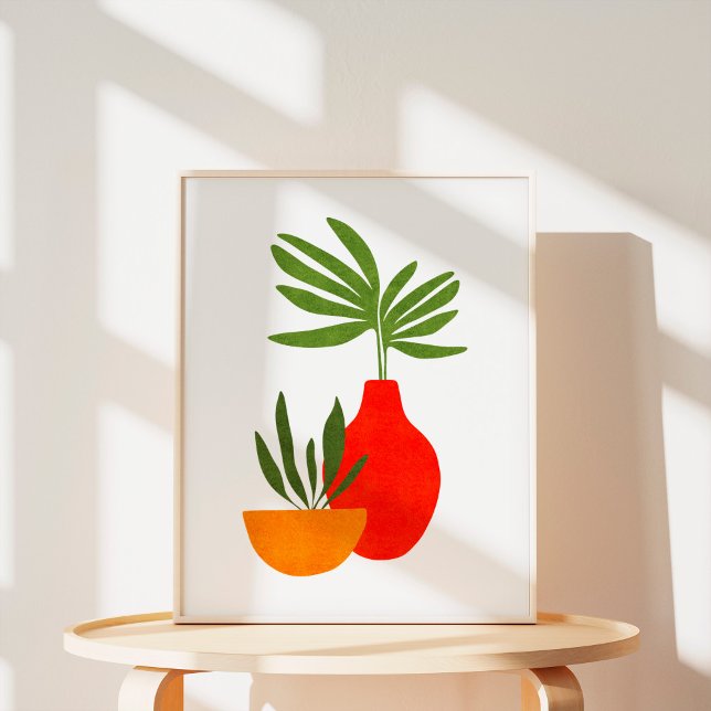 Poster Arte Minimalista Boho Botânica de Plantas em Vasos (Criador carregado)