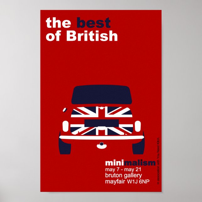 Poster Arte minimalista Clássica Original Mini Cooper (Frente)