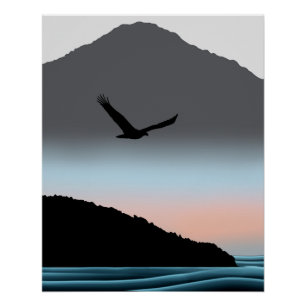 Pôster Arte Minimalista da Águia da Montanha do Pacífico