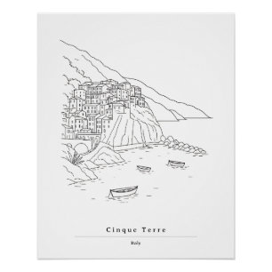 Pôster Arte minimalista das Cinco Terras Itália Arte co