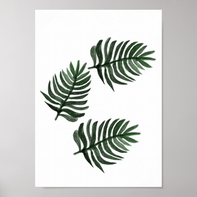 Poster Arte Minimalista de Folhas de Palmeira Tropical em (Frente)