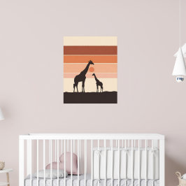 Poster Arte Minimalista de Girafa da Selva