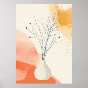 Poster arte minimalista de linha, Arte de Linha Boho Botâ