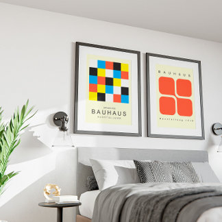 Poster Arte minimalista estilo Bauhaus para o quarto e l