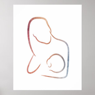 Poster Arte Minimalista - Mãe Amamentando