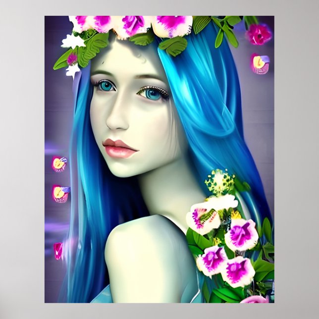 Poster Arte Mística | Linda Fada Azul  (Frente)