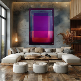 Poster Arte Moderna Abstrata Campo de Cor Violeta Magenta
