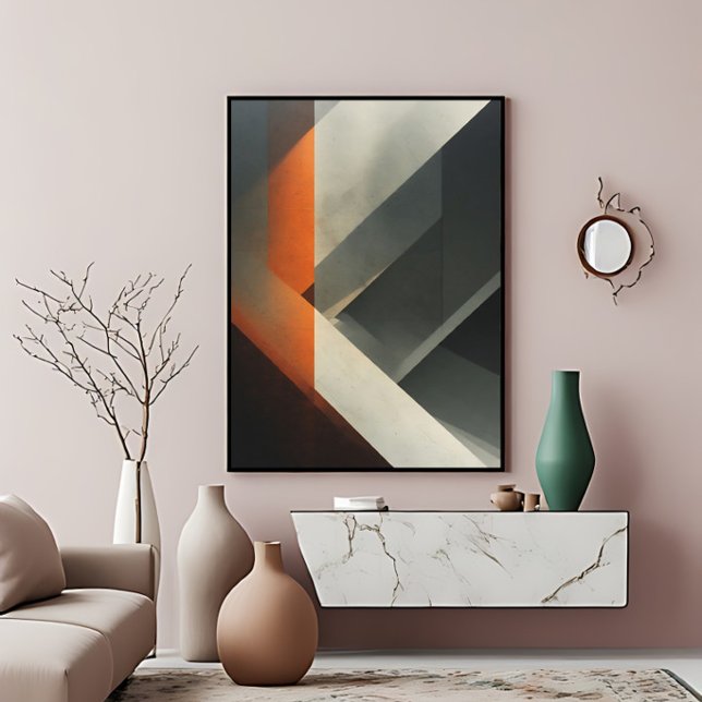 Poster Arte Moderna Abstrata com Acento de Laranja Concre (Criador carregado)