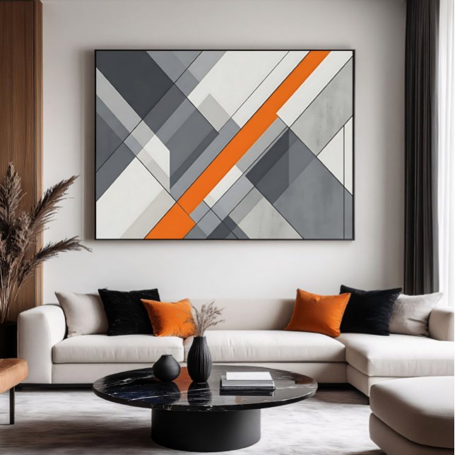 Poster Arte Moderna Abstrata com Acento Laranja (Criador carregado)