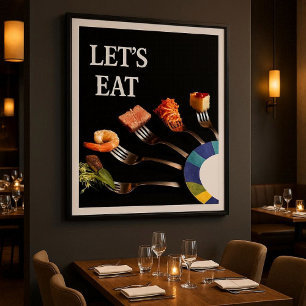 Poster Arte Moderna com Garfos para Espaços de Jantar