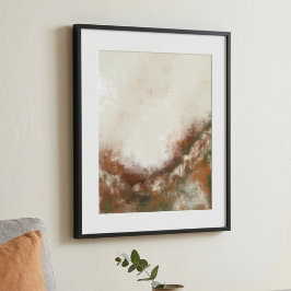 Poster Arte Moderna com Pincelada Abstrata em Tons Terros