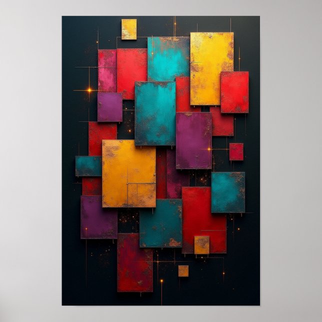 Poster Arte moderna com retângulos (Frente)