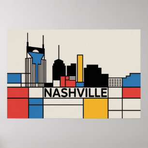 Poster Arte Moderna da Silhueta de Nashville Tennessee