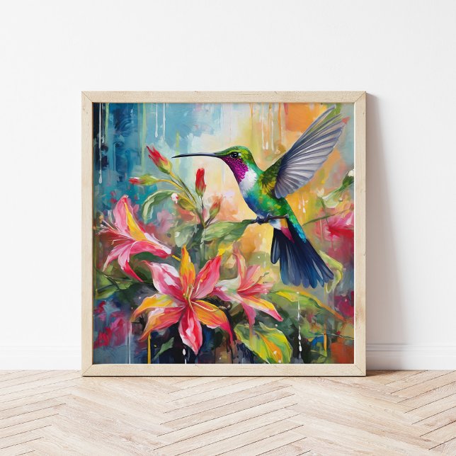 Poster Arte Moderna de Beija-flor Colorido (Criador carregado)