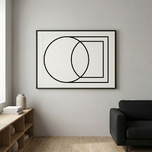 Poster Arte Moderna de Círculo Quadrado Abstrato