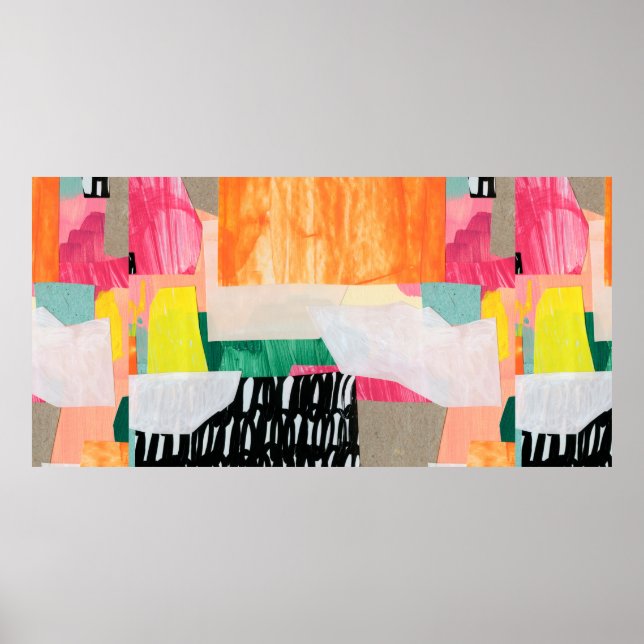 Poster Arte moderna de colagem. Mídia mista em tela. Colo (Frente)