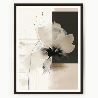 Poster Arte Moderna de Flores para Parede em Abstrato