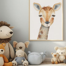 Arte Moderna de Girafa em Aquarela para Berçário