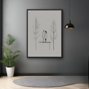 Poster Arte moderna de linha minimalista de Casal