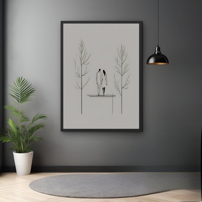 Poster Arte moderna de linha minimalista de Casal (Criador carregado)