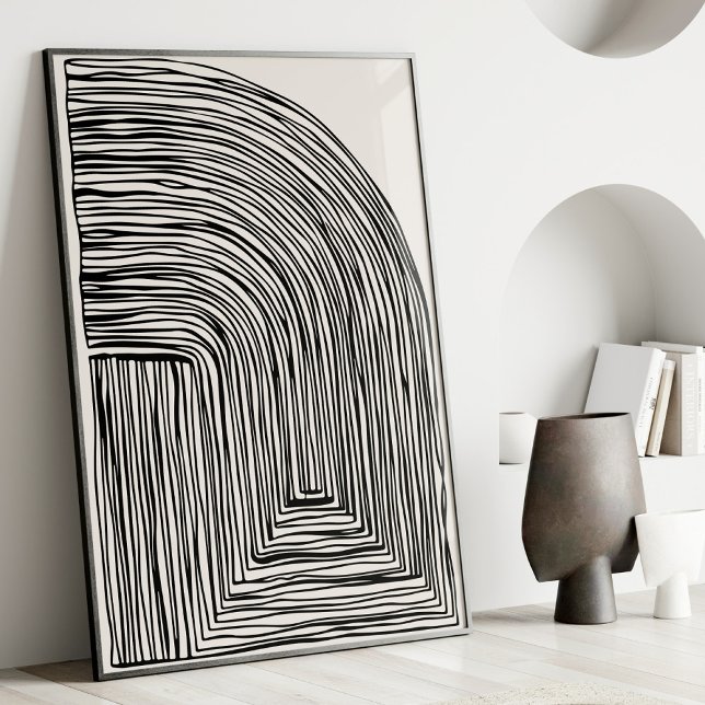 Poster Arte Moderna de Linhas Abstratas Preto e Branco pa (Criador carregado)
