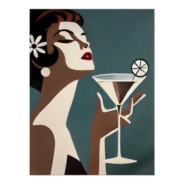 Pôster Arte Moderna de Meados do Século A Martini DIva (Frente)