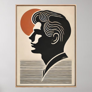 Poster Arte Moderna de Meados do Século Ele Segue o Sol