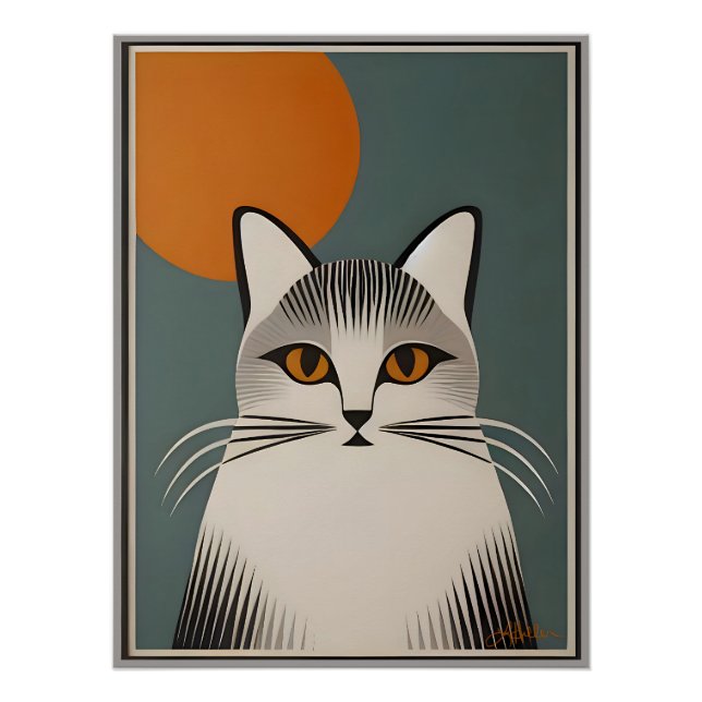 Pôster Arte Moderna de Meados do Século O Gato Cinza (Frente)