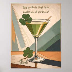 Poster Arte Moderna de Meados do Século Trevo Martini Slá